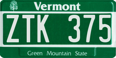VT license plate ZTK375
