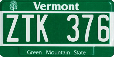 VT license plate ZTK376