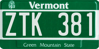 VT license plate ZTK381