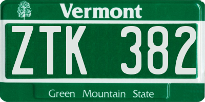 VT license plate ZTK382