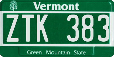 VT license plate ZTK383