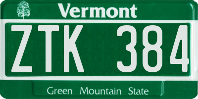 VT license plate ZTK384