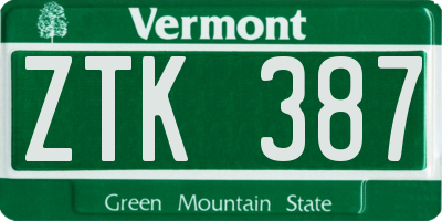 VT license plate ZTK387