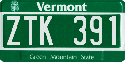 VT license plate ZTK391