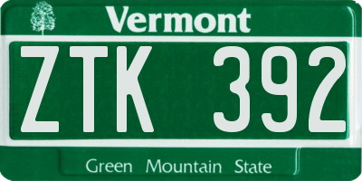 VT license plate ZTK392