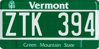 VT license plate ZTK394