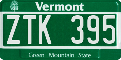 VT license plate ZTK395