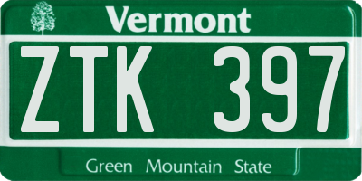 VT license plate ZTK397
