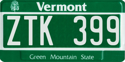 VT license plate ZTK399