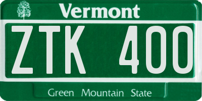 VT license plate ZTK400