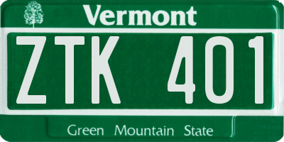 VT license plate ZTK401
