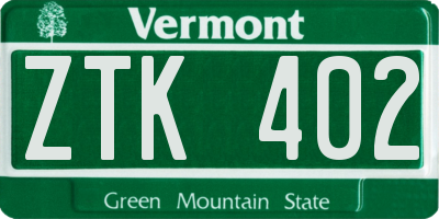 VT license plate ZTK402
