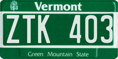 VT license plate ZTK403