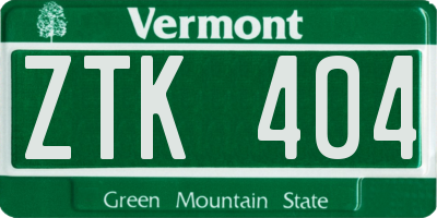 VT license plate ZTK404