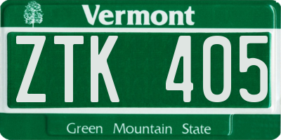 VT license plate ZTK405