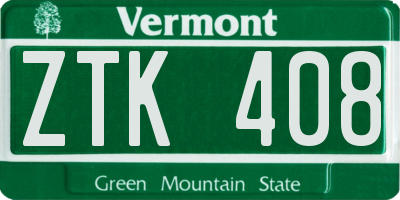 VT license plate ZTK408