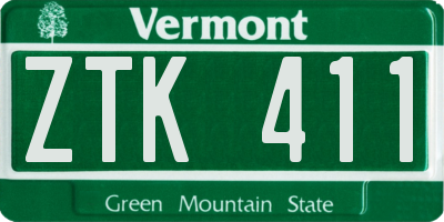 VT license plate ZTK411