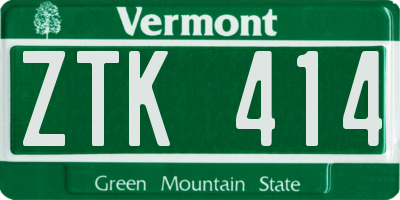 VT license plate ZTK414