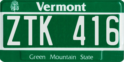 VT license plate ZTK416