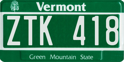 VT license plate ZTK418
