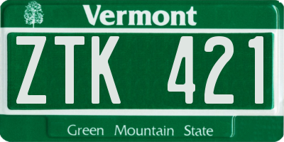 VT license plate ZTK421