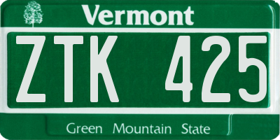 VT license plate ZTK425
