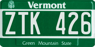 VT license plate ZTK426