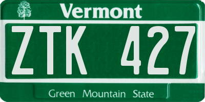 VT license plate ZTK427
