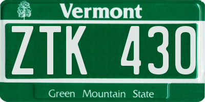 VT license plate ZTK430