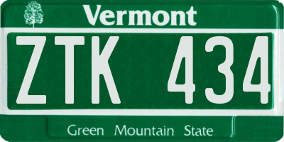 VT license plate ZTK434