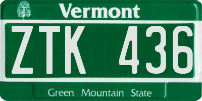 VT license plate ZTK436