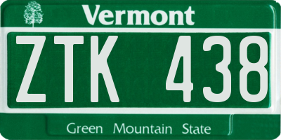 VT license plate ZTK438