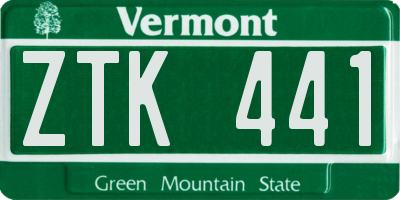 VT license plate ZTK441