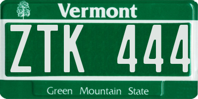 VT license plate ZTK444