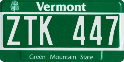 VT license plate ZTK447