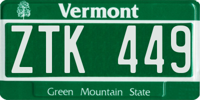VT license plate ZTK449