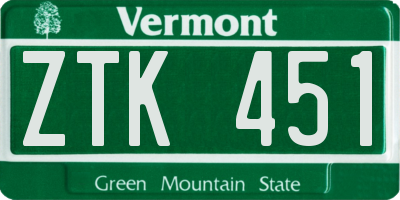 VT license plate ZTK451