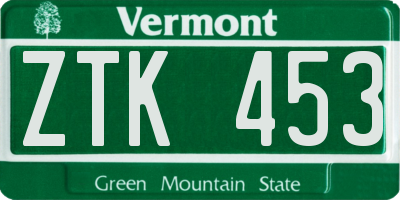 VT license plate ZTK453