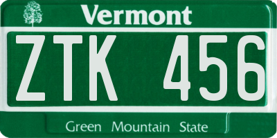 VT license plate ZTK456