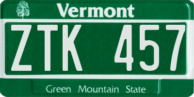 VT license plate ZTK457