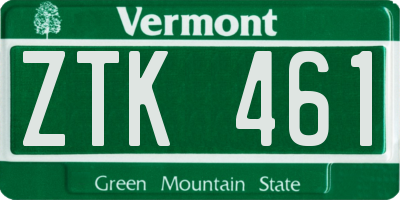 VT license plate ZTK461