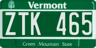 VT license plate ZTK465