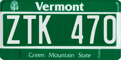 VT license plate ZTK470