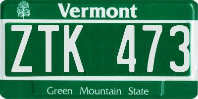 VT license plate ZTK473