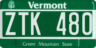 VT license plate ZTK480