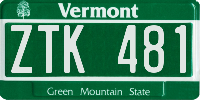 VT license plate ZTK481