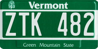 VT license plate ZTK482