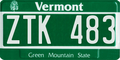 VT license plate ZTK483