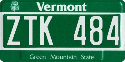 VT license plate ZTK484