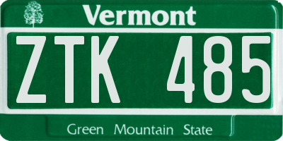 VT license plate ZTK485
